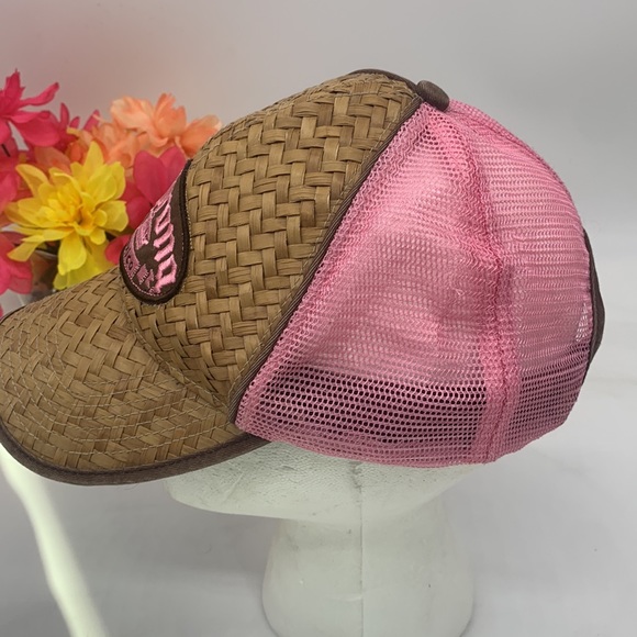 Bio-dome Corona Beer Mexico Pink Tan Basket Woven Adjustable HT4843C - Picture 3 of 7